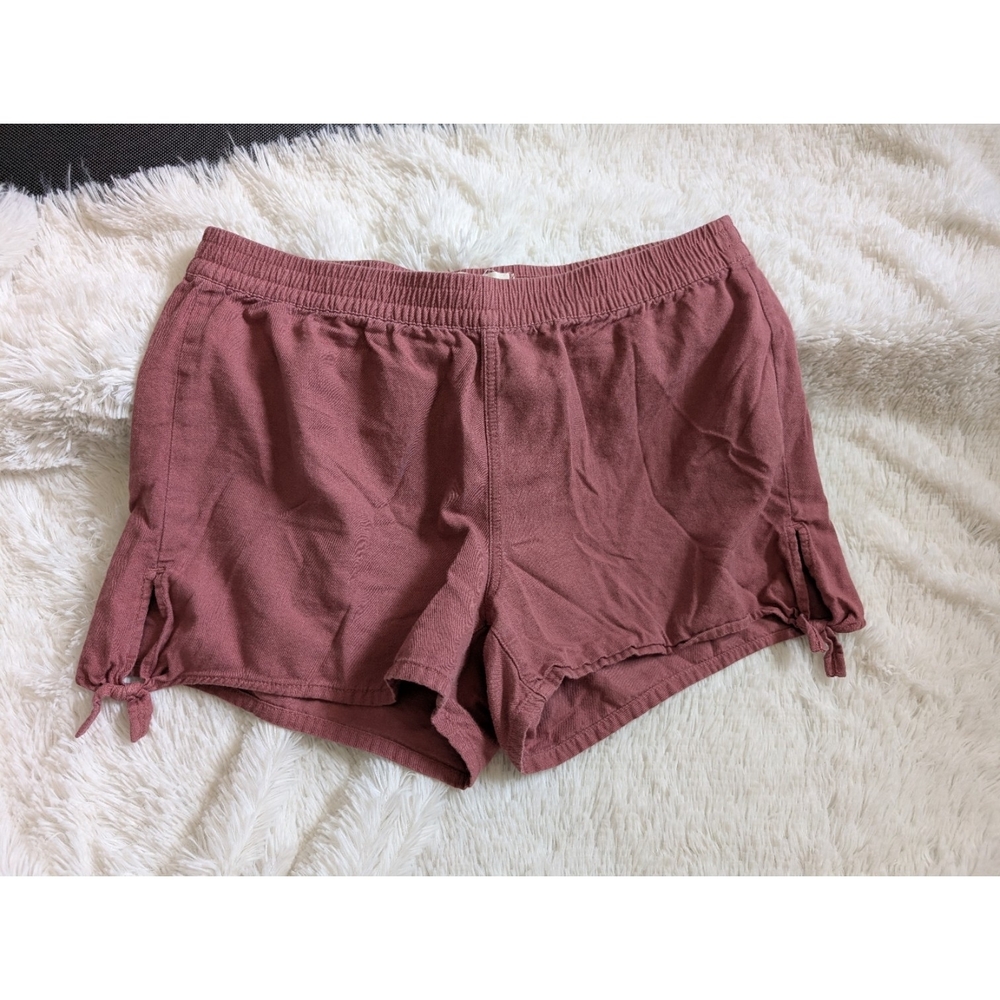 Madewell Elastic Waist Tie-Hem Pull On Shorts Dusty Mauve Size Medium